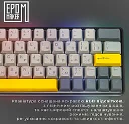 Клавіатура ігрова механічна бездротова EPOMAKER EP-64-BM Black 2.4G/BT/USB RGB Mulan Switch Linear - мініатюра 10
