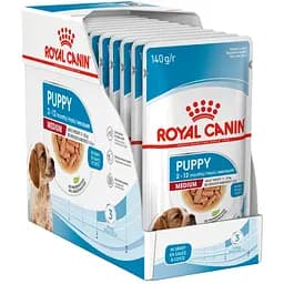 Вологий корм Royal Canin Medium Puppy для цуценят собак середніх порід віком від 2 до 10 місяців 1.4 кг (10 шт. х 140 г)