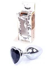 Анальная пробка B - Series HeavyFun Jewellery Silver Heart Plug, черное сердце Boss Series 64-00047 103412