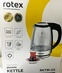 Скляний електрочайник Rotex RKT91-GS із обертанням на 360° дисковий чайник 1.8л 1500 Вт Чорний - мініатюра 9