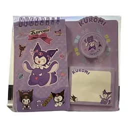 Дитячий блокнот Куромі із наліпками, стікерами для записів та тримачем для ручки фіолетовий (25-SS197)