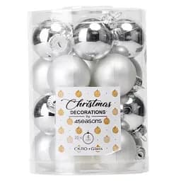 Набір скляних ялинкових куль Elisey Чарівний Сезон (4 см * 20 шт, срібний мікс)
