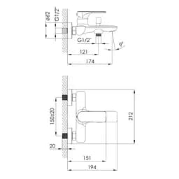 Змішувач для ванни Imprese Lednice хром f03207901BA Хром - мініатюра 2