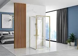 Душова кабіна Rea Rapid Slide 100x90 brushed gold пристінна REA-KPL-04708, Золотий, Універсальна, прозорий, золотий - мініатюра 3