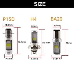 YSY 2-Pack 900 люмен Білий H4 COB 12 W Світлодіодна лампа для мотоциклетних фар Лампа для того, хто дав бігу, бого світла (H4) - мініатюра 4