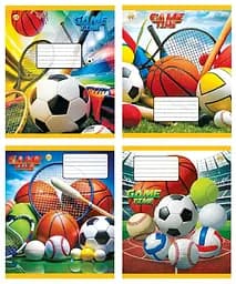 Зошити учнівські 12 аркушів коса лінія Тверда Спорт, 25 шт. в упаковці