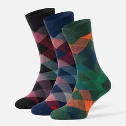 Набор носков в коробке с ромбовым принтом высокие бесшовные дышащие качественные ORGANIC cotton JILL ANTONY