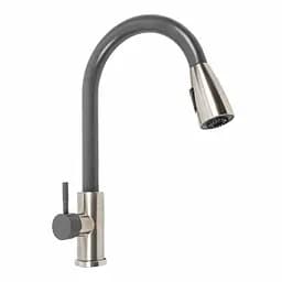 Смеситель для кухни с выдвижным изливом Platinum KT 8203 (8614) Морион комби Графит