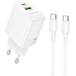 МЗП Borofone BN29 Fuente PD30W+QC3.0 (1USB-A/1C) + кабель Type-C to Type-C White