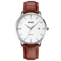 Наручные часы мужские 1801LSIBN Silver-White Brown Leather Skmei acs0030586
