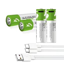 Акумуляторні батареї АА Smartoools 4 шт. 1733 mah 1.5V з зарядкою Type-C (Зелений)