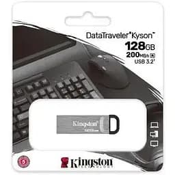 USB флеш-накопичувач Kingston DataTraveler Kyson 128GB USB-A 3.2 Gen 1 Silver/Black (DTKN/128GB) [52238] - мініатюра 3