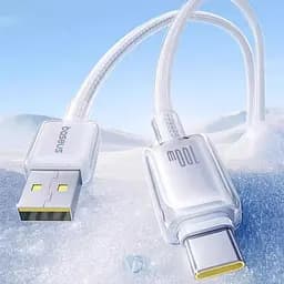 Дата кабель Baseus Crystal USB to Type-C 100W (1m) (E04279) Moon White - мініатюра 3