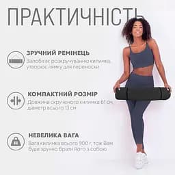 Килимок для йоги та фітнесу TPE+TC 6 мм двошаровий чорний-фіолетовий EasyFit fit0025064 - мініатюра 2