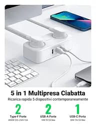 Мережевий зарядний пристрій Ugreen CD280 GaN DigiNest Life 2*USB-A+1*USB-C 30W 1.8m EU білий(50683) - мініатюра 3