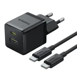 МЗП Baseus Palm Fast Charger Type-C+USB 30W с Cable Type-C to Type-C 60W 20V/3A 1m P1011160A113-01 Black