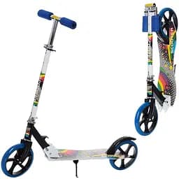 Самокат детский iTrike складной 30х11х87-97 см Бело-синий 000222929