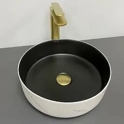 Умивальник VBI Prato white black marble matt накладний VBI-011409, Мрамор - мініатюра 3