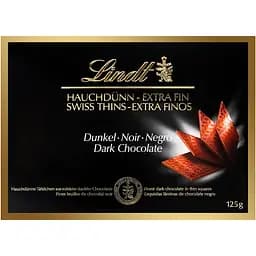 Цукерки Lindt Dark Chocolate Swiss Thins з чорним шоколадом, 125 г