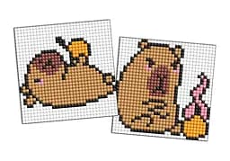 Набор с алмазной мозаикой на магнитной основе для детей Капибара: Апельсин, 2 картинки 9x9 см, AMG1169