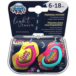 Силіконова симетрична пустушка Canpol babies Neon Love 6-18 міс. 2 шт. рожевий (22/653_pin)