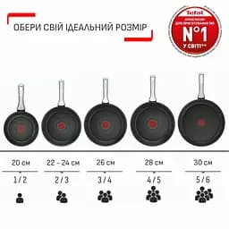 Сковорода Tefal з кришкою So' Light 24см алюміній бакеліт скло чорний kuh0014407 - мініатюра 6