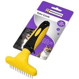 Расческа грабли для собак и кошек Bronzedog с крутящимся зубом 15х9 см