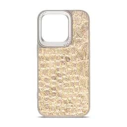 Кожаный чехол для Apple iPhone 14 Pro, Harder Crocosaur, бежевый, термополіуретан ТПУ + экокожа с текстурой крокодила, панель, защита корпуса, противоударный, микрофибра, рамка вокру камеры, защита всего корпуса, (ARM76723)