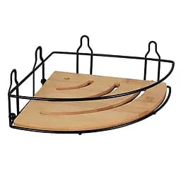 Полка угловая PLAIN, черная с бамбуком (08049)