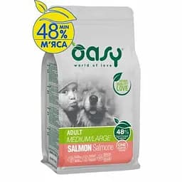 Сухий корм для собак OASY One Animal Protein ADULT Medium/Large з лососем 18 кг (8053017349305)