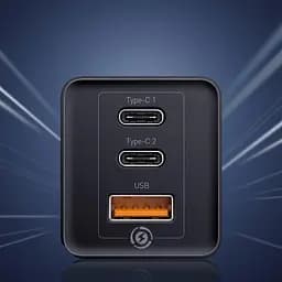 Мережевий зарядний пристрій Baseus GaN2 Pro Quick Charger 1 USB + 2Type-C 65W CCGAN2P-B01 Black - мініатюра 5