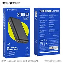 Зовнішній акумулятор Borofone Minimalist power bank 20000mAh BJ3A чорний - мініатюра 5