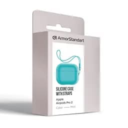 Силіконовий чохол для навушників Apple AirPods Pro 2 2022, Silicone Case with straps, бірюзовий, захисний чохол з ремінцем, ультратонкий і легкий, повний захист, з підвіскою, м"який силікон, ArmorStandart (ARM68615) - мініатюра 3