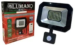 Уличный прожектор с датчиком 50Вт SMD черный LU-TURBO-S50 6500K IP65 LUMANO