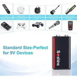 Акумулятор крона 6F22 Soshine 9V 1000 mAh з Type-C зарядкою / Батарейка акумуляторна (18884) - мініатюра 4
