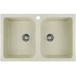 Кухонна мийка Platinum 7648W Twin гранітна глянцева з кріпленням 76x48 см пісок (000024930)