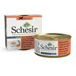 Влажный корм для собак Schesir Chicken Papaya 150 г шезир курица с папайей натуральный