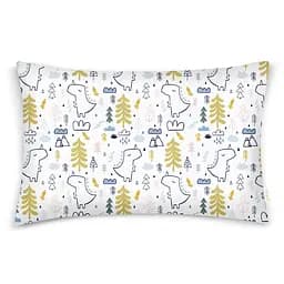 Дитяча постільна білизна в ліжечко DREAMING DINO CS3, білий (DinoContourForest_LightBlue110x160_140) - мініатюра 3