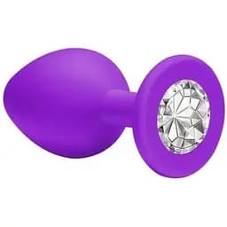Силиконовая анальная пробка с кристаллом SKN-KSIL-02M (размер M), Фиолетовый
