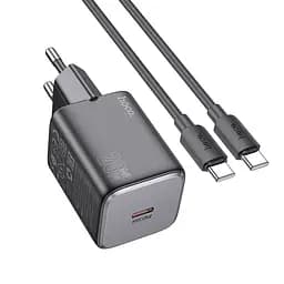 МЗП Hoco N40 Mighty PD20W (1USB-C) + кабель Type-C to Type-C Black - мініатюра 3