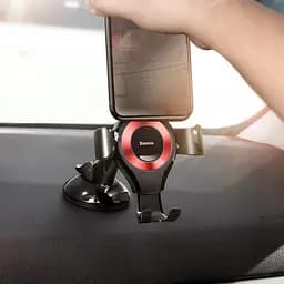 Тримач в машину Baseus Osculum Type Gravity Car Mount (black/red) (21743 black/red) - мініатюра 7
