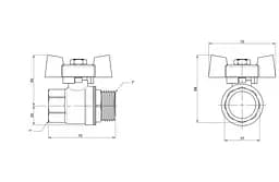 Кран кульовий Thermo Alliance Standart 1" ВЗ прямий, PN40, метелик SD607NW25PN40 - мініатюра 3