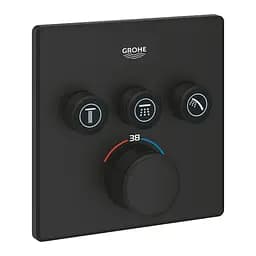 Термостат скрытого монтажа с 3 кнопками управления Grohe Grohtherm SmartControl 102167KF00, Черный матовый