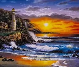 Алмазна мозаїка на підрамнику Маяк 40×50 см 70583_BGLE