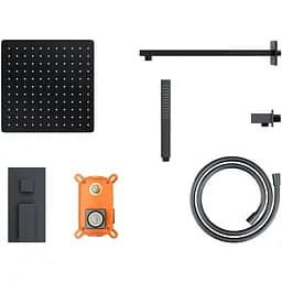 Душова система прихованого монтажу Corsan Adour black + BOX Z01MBL, Чорний матовий