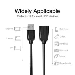 Подовжувач USB-USB 3.0 Vention F/M Flexible Round 5Gbps 1m Black (VAS-A45-B100) - мініатюра 2