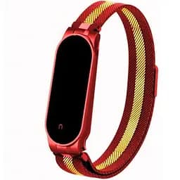 Ремешок Миланская Петля Mi Band 7 Красный/Gold (26)