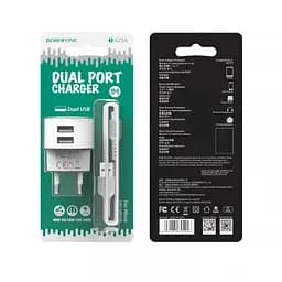 Адаптер зарядный набор с кабелем USB-C - Borofone BA23A 2 USB 2.4A