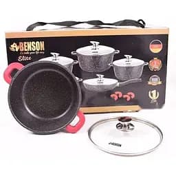 Набір каструль з кришками та сковородою Benson BN-329, 10 предметів