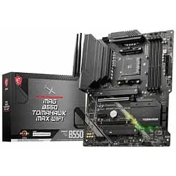Материнська плата MSI AM4 (B550) MAG B550 Tomahawk MAX WIFI, B550, 4xDDR4, CrossFire, Int.Video(CPU), 6xSATA3, 2xM.2, 1xPCI-E 16x 4.0, 1xPCI-E 16x 3.0, 2xPCI-E 1x 3.0, ALC897, RTL8125B, WiFi 6, Bluetooth 5.2, 7xUSB3.2/6xUSB2.0, HDMI/DP, ATX - мініатюра 2
